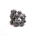 Grey Freshwater Pearl Scatter Ring w/CZs